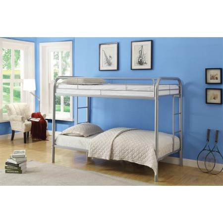 Thomas Silver Metal Twin/Twin Bunk Bed w/Build-In Side Ladders